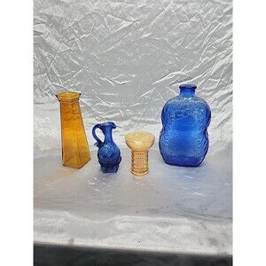 Vintage Collectible  Glass Bottles vases, 4 to 9 inches tall LOT OF 4